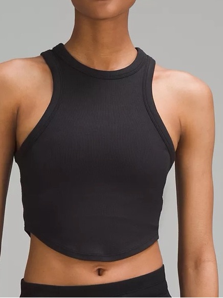Lululemon Hold Tight Cropped Tank Ribbed Stretch Soft Black Size 4